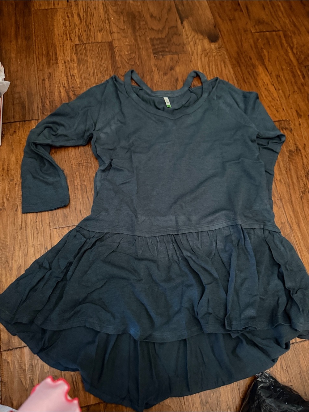 Tulip B Women's Teal Long-Sleeve High-Low Ruffle Mini Dress